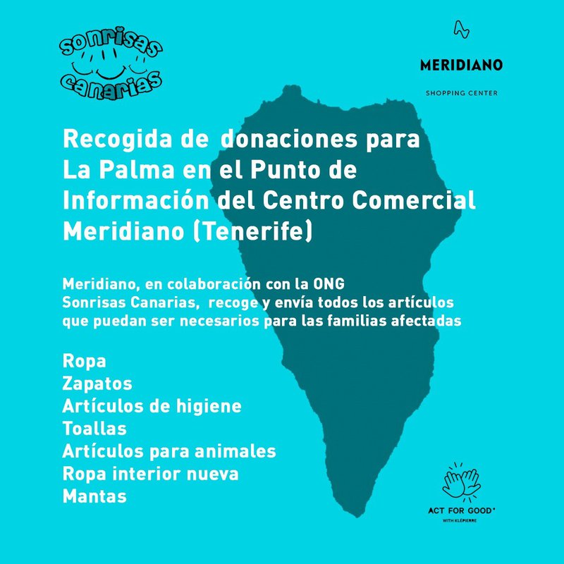 Meridiano habilita un punto de recogida de donaciones para afectados de La Palma
